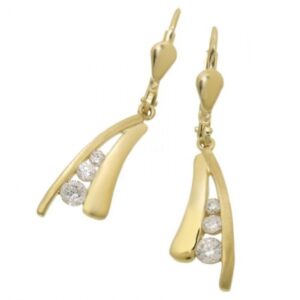 Goldener Ohrhänger mit Schmuckstein im Art Deco Look