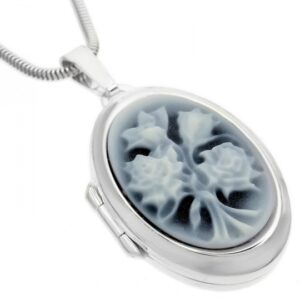 Silber-Medaillon Achatgemme Rosen