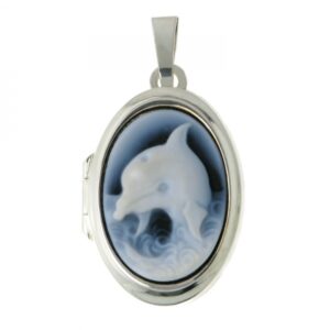 Silber-Medaillon Achatgemme Delfin