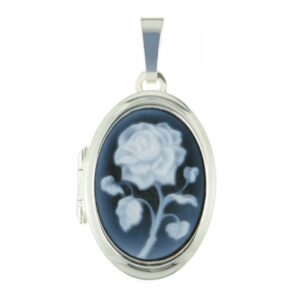 Silber-Medaillon Achatgemme Rose